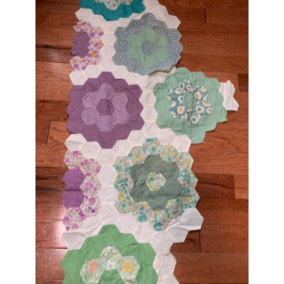 Vintage Handmade Patchwork Quilt Top 52"x17" - Picture 3 of 6